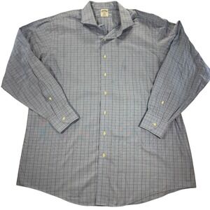 Brooks Brothers Regent Dress Shirt 18-6/7 (XXL) Blue Plaid Check Non-Iron Cotton